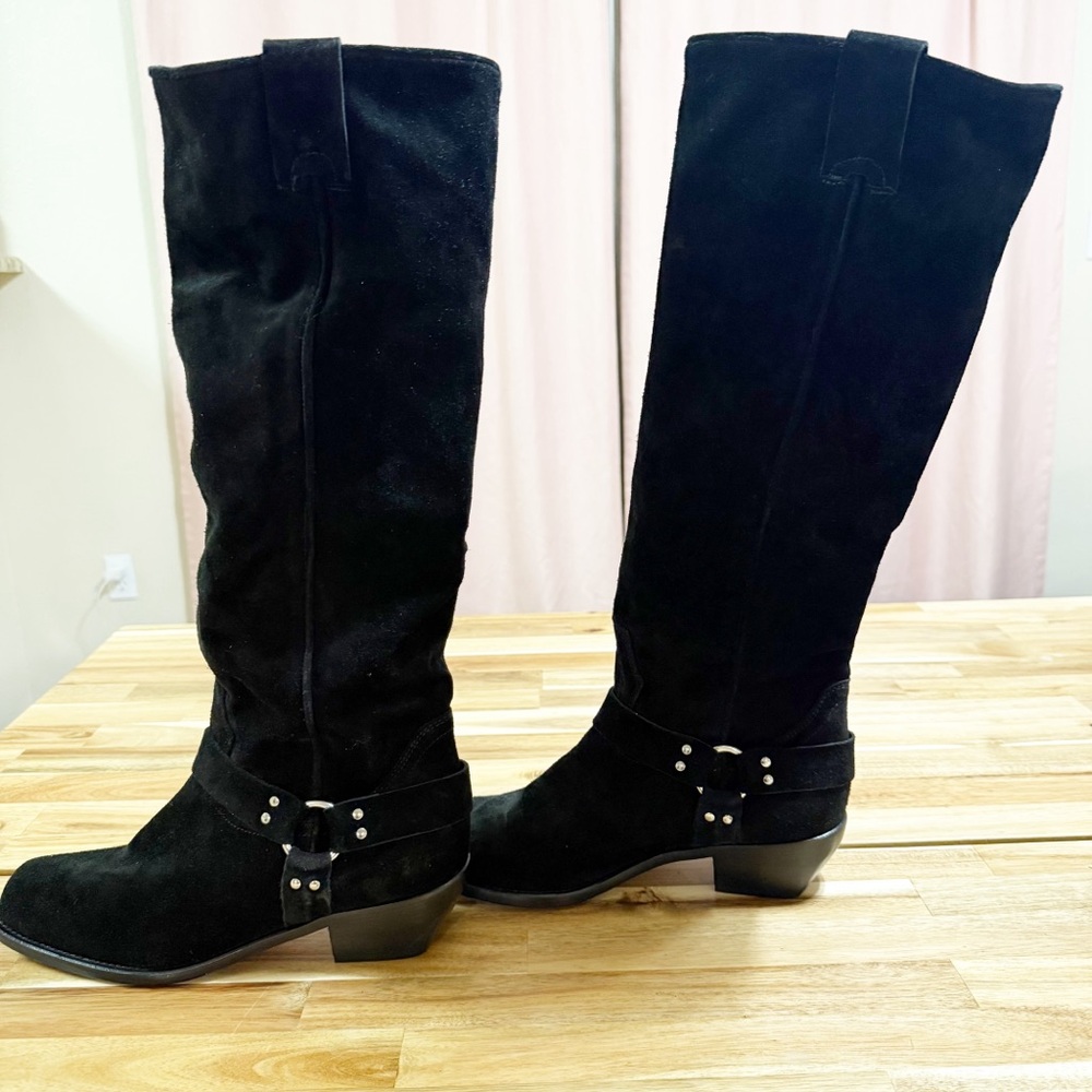 Free People Lockhart Silver Harness Knee High Boot in Black Suede size 39.5 - Picture 8 of 10